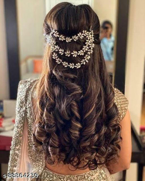 Rose Petals Kundan Hair Chain Headband Hair band Bridal Headpiece