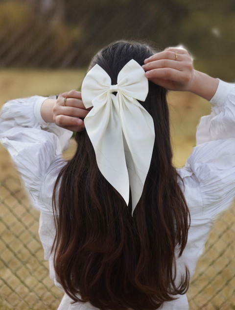 ChicTresses Black Off White, Hair Bows For Women, Bow Clips