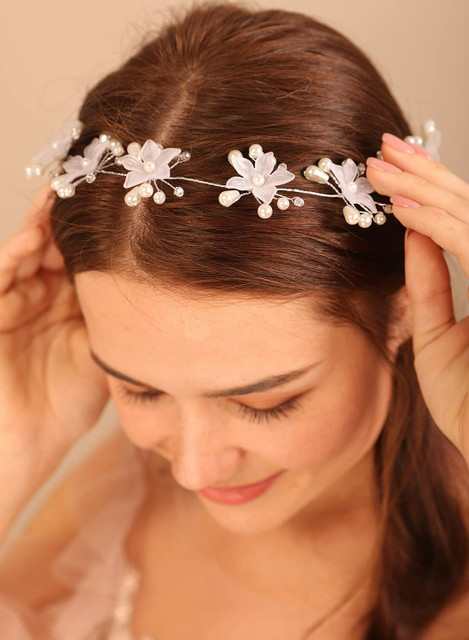 Kidzoo 32cm Bridal Wedding Hair Chain With Pins Flower Pearl Hair