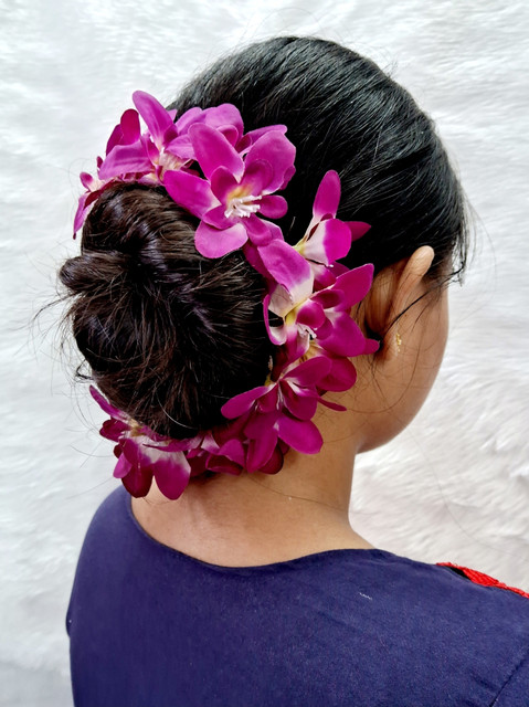 BengCraft Purple Color Orchid Gajra for women hair accessories Bun