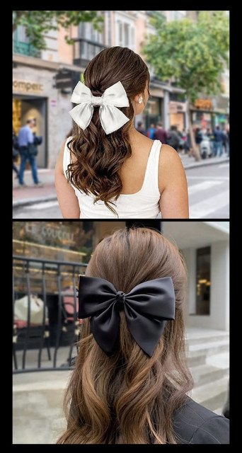 Dreamish Imitation French Style Satin Layer Bowknot Black & White