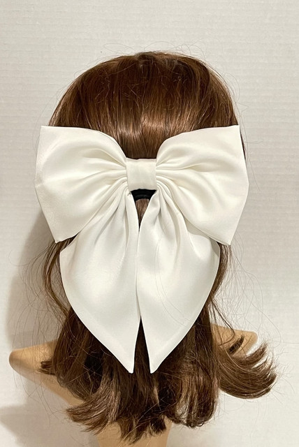 Dreamish Hair Accessories Satin Layer French Style Bowknot White