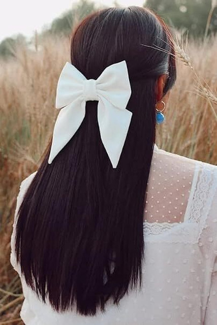 Dreamish Imitation French Style Satin Layer Bowknot Black White Bow Hair  Clip Hair B Hair Clip