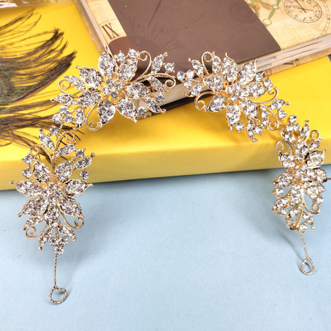 Rose Petals Hair Tiara Bridal Headband Hair Accessories for Women,Girls  Wedding Jewellery Hair Chain