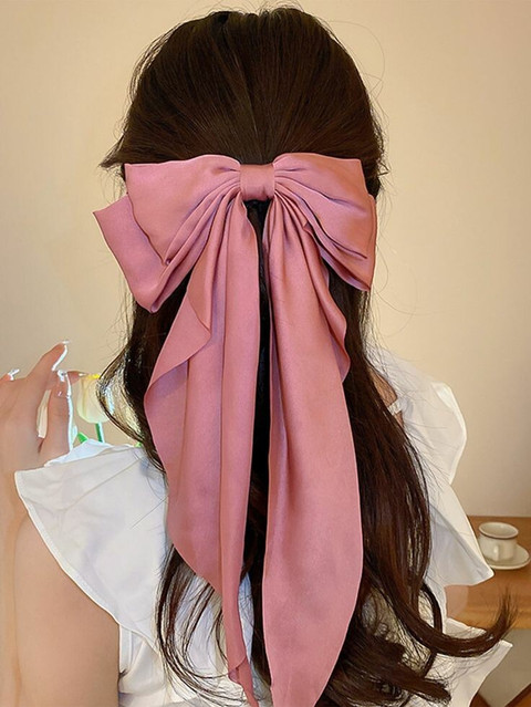 ヘアアクセサリー SILK SATIN BOW HAIR CLIPE SILK SATIN BOW HAIR CLIPE Satin Bow Hair Clip | Styled by