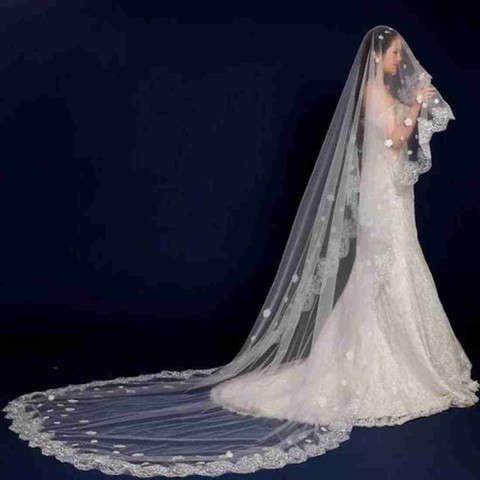 Unique Bridal Floor veil Stylish cathedral wedding veil for bridal with  double layer Head Band
