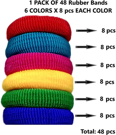 Wondrous Multi-Colored Hair Accessories Pack of 48 Hair Rubber