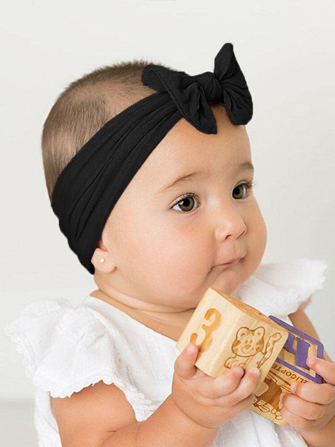 SYGA Baby Girls Nylon Headbands Hairbands Newborn Kids 0-6 Years Black  Head Band