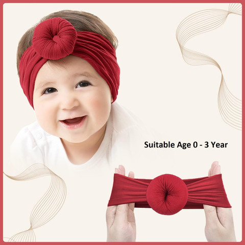 SYGA Baby Girls Cotton Turban Wrap Headbands Newborn Kids 0-3 Years(Wine  Red) Head Band