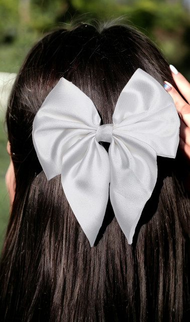 Anna Stella Korean style Large Satin Silk Hair Bow Ties Clips for