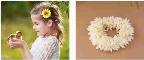PSYCHFLORE YELLOW SUNFLOWER CLIP WITH WHITE GHONDO RUBBER BAND