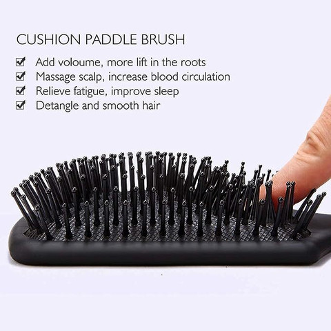 D-Top Paddle Hair Brushes Hair Styling (color-Black, (Pack of