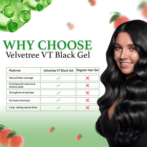 Velvetree hair Gel semi permanent color for men and women , Black