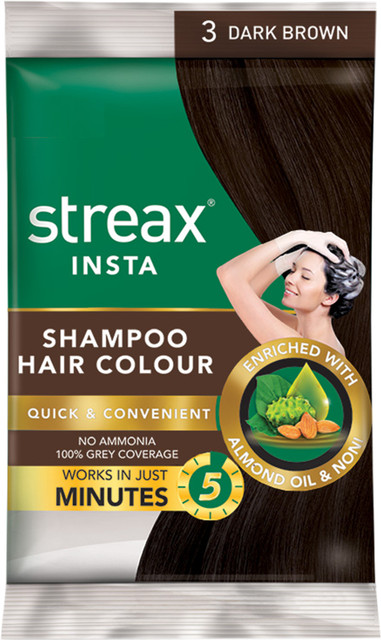 Streax Insta Shampoo Hair Colour , Dark Brown - Price in India