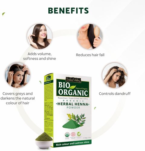 Indus Valley Bio Organic Natural Herbal Henna Powder, Mehandi for Hair ...