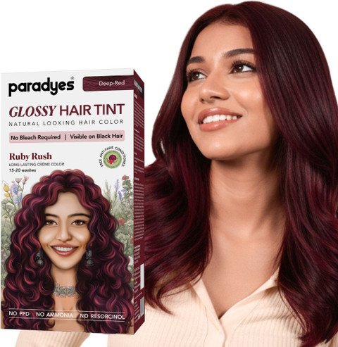 Paradyes No Bleach Glossy Hair Tint, For Natural Black Hair Ruby