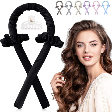 SHOPOGENIX Heatless Curling Rod Headband,No Heat Curls Silk Ribbon