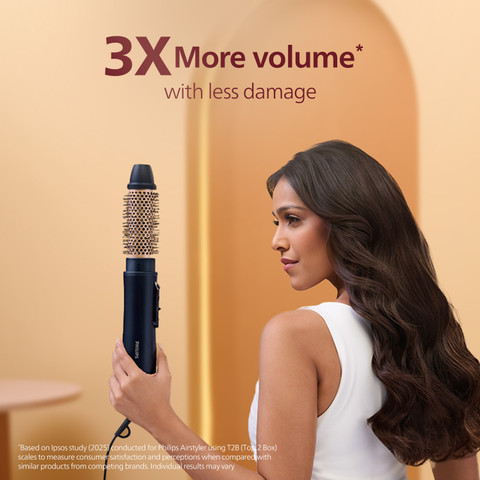 PHILIPS BHA531/10 2-in-1 Airstyler, 3X Volume, 50% Less Hair