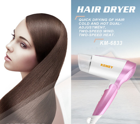 केमेई KM 6833 Professional Hair Dryer Foldable KM 6833 Electric Mini  Folding Compact Travel Hair Blow Dryer हेयर ड्रायर