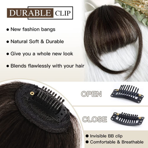 VIVIAN Clip in Bangs- Fake Bangs Synthetic Bangs Clip in Extensions (Brown)  Hair Extension