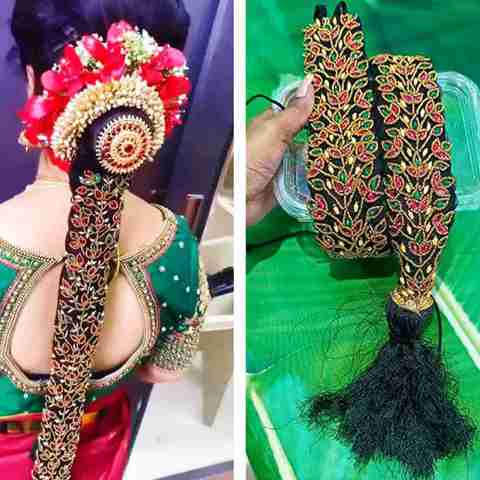 SAJIRI Embroidery maggam Work south indian poola Jada for bridal