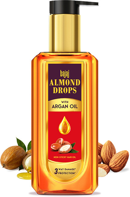 BAJAJ Almond Drops Non Sticky, With Almond Argan Oil For Damage
