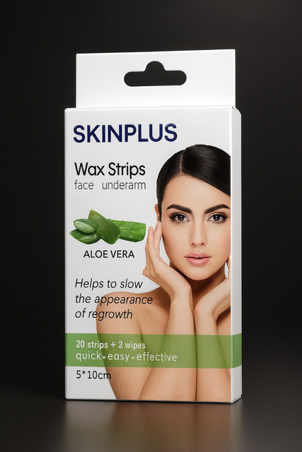 SKINPLUS Aloe Vera Wax Strips for Face & Underarm  20 Strips + 2 Wipes  Strips