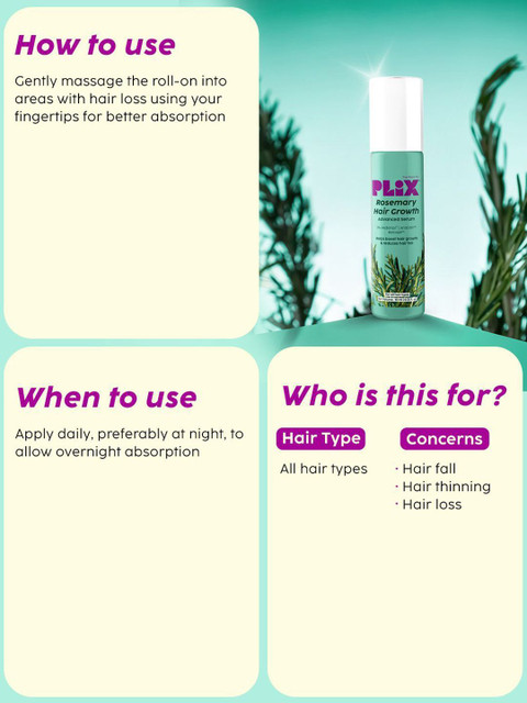 Sérum Capillaire Plix Rosemary Hair Growth Advanced - Roll-On 10 Ml, Ingrédients Naturels