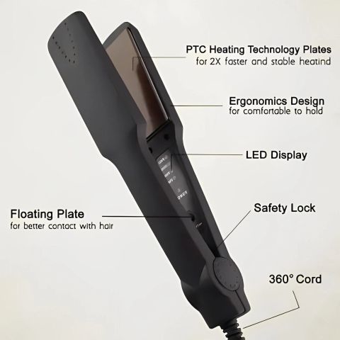 Zeno Volt 329 Professional Hair Straightener, Black - Image 4