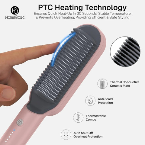 HOMEBASIC Hair Straightening Brush Flat Iron for Women HB-S100
