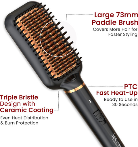 MakeMeeBold Frizz-Free Hair Straightening Brush 73mm Large Paddle Design  Electric Comb for Women Heat Settings 180°C 210°C Auto Shut-Off 