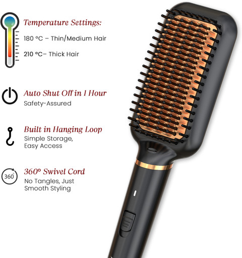 MakeMeeBold Frizz-Free Hair Straightening Brush 73mm Large
