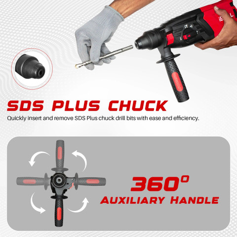 iBELL Rotary Hammer Drill RH26-26, 780W, Copper Armature, 900 RPM