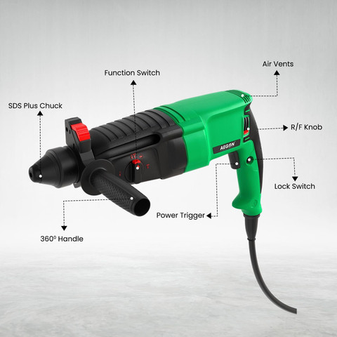 AEGON 850W 26mm Hammer Drill Machine Modes SDS Plus Bits