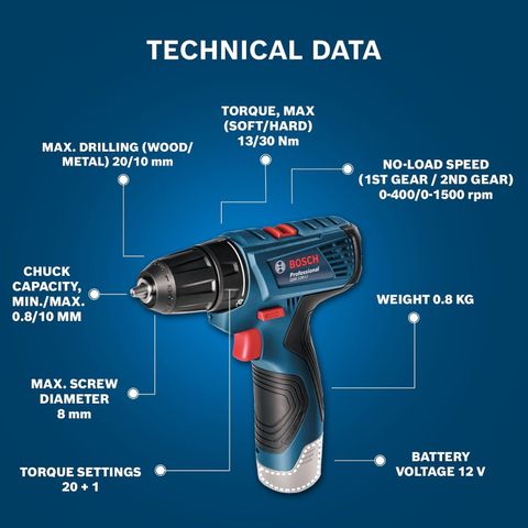 BOSCH GSR 120-Li GSR 120-Li (single battery) Cordless Drill (10 mm Chuck Size) - Image 8