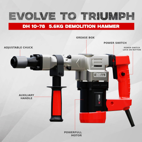 iBELL Demolition Hammer 1150W, Impact 4100/min, Energy