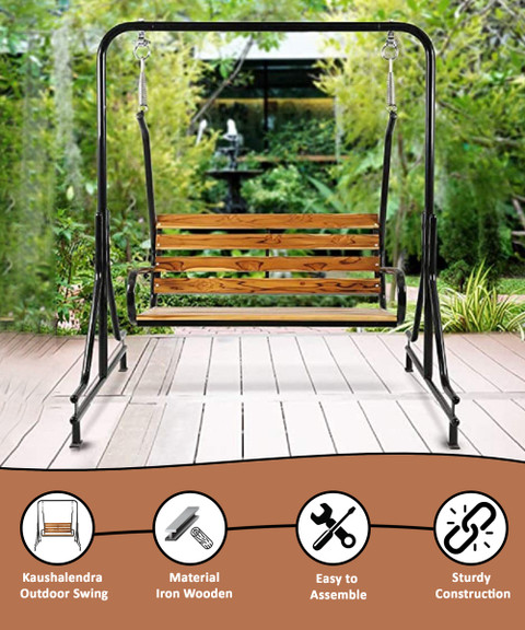 Kaushalendra Indoor Wooden Swing with Stand Jhula Iron, Wooden