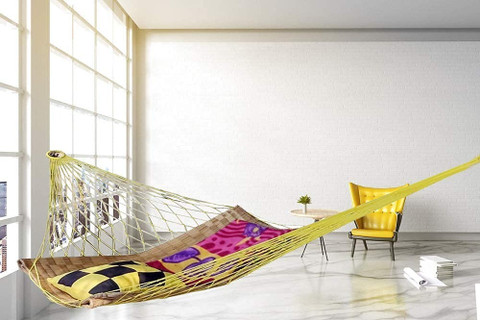 CRM TRADERS Handcrafted Rope Hammock Hanging Net Mesh Sleeping Bed