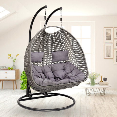 Swingzy Double Seater Iron Hanging Egg Swing/Chair with Curve Stand for  Kid's and Adult/ Iron Hammock