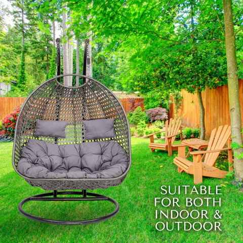 Swingzy Double Seater Iron Hanging Egg Swing/Chair with Curve Stand for  Kid's and Adult/ Iron Hammock