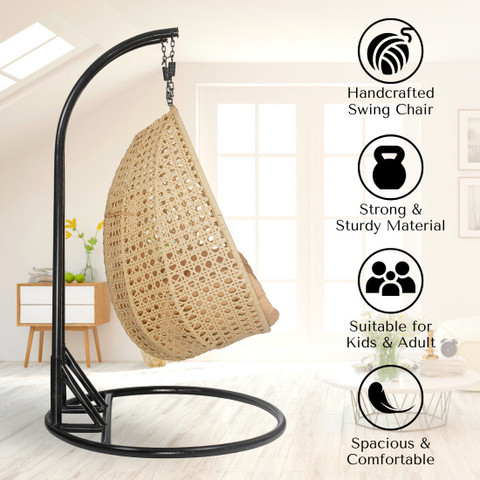 Swingzy Double Seater Iron Hanging Egg Swing/Chair with Curve