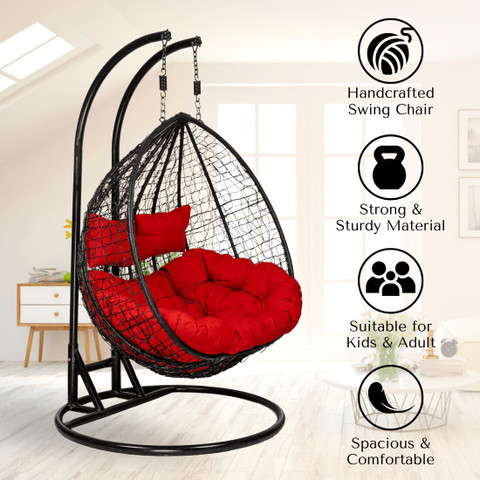 Swingzy Double Seater Iron Hanging Egg Swing/Chair with Curve Stand for  Kid's and Adult/ Iron Hammock