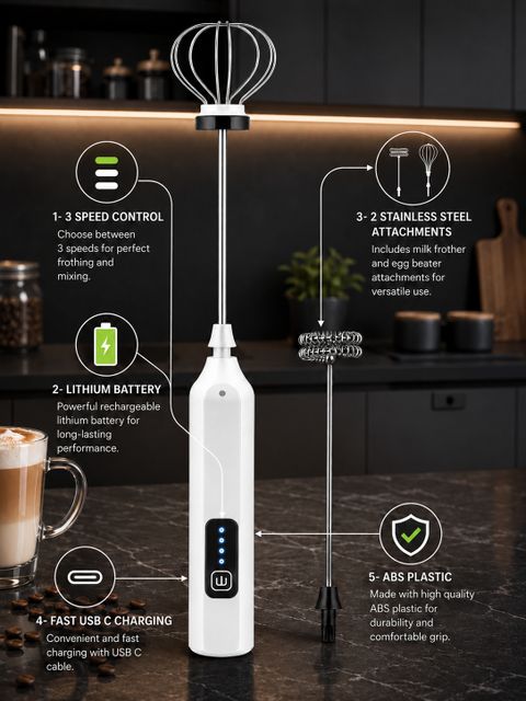 GetSetNova 60W Electric Whisk, Stand Mixer & Hand Blender (White) - Image 4