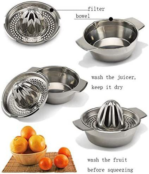 AppEasy Steel Lemon Squeezer, Juicer with Bowl Container for