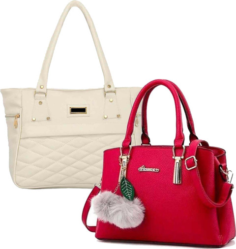 Buy khatushyam collection Women White, Red Hand-held Bag WHITE