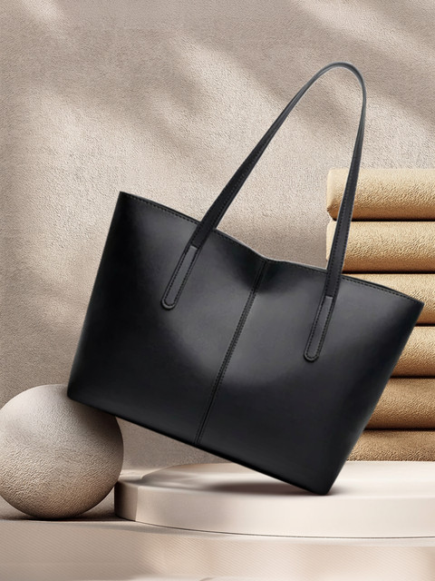 Black Leather Bag Black Big Purse Jil Sander Large Leather Tote - Main Image