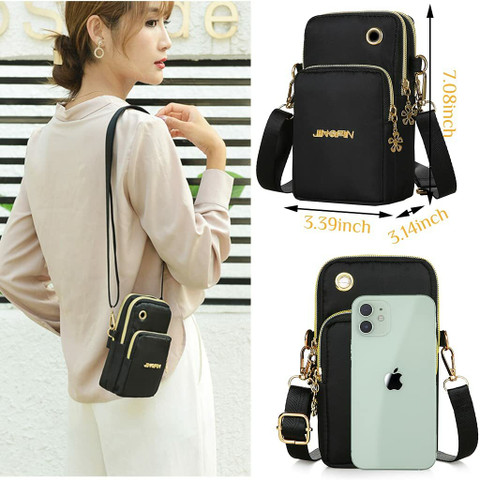 HASTHIP Black Sling Bag Small Cross Body Bag, Multifunction Layer Mini  Crossbody Shoulder Bag Phone