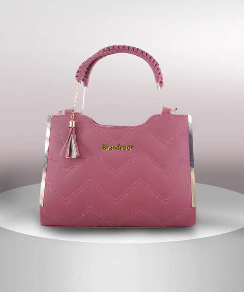 Brandroot Pink Hand-held Bag Embroidery Pink Hand Bags For Girls