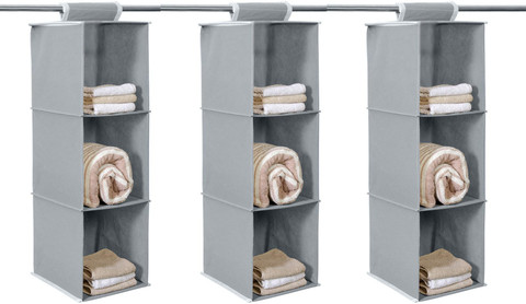 Home Style India Shelf Closet Cloth Hanging Wardrobe Organizer Clothes  Storage (3 Pcs, Grey) Closet Organizer