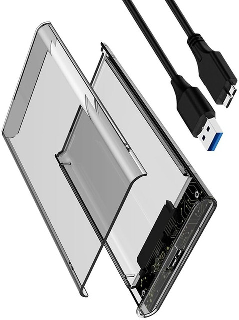 SAENTE USB External SATA Case – Tool-Free HDD SSD Transparent Box  inch Shock Resistant Water Proof HDD Enclosure